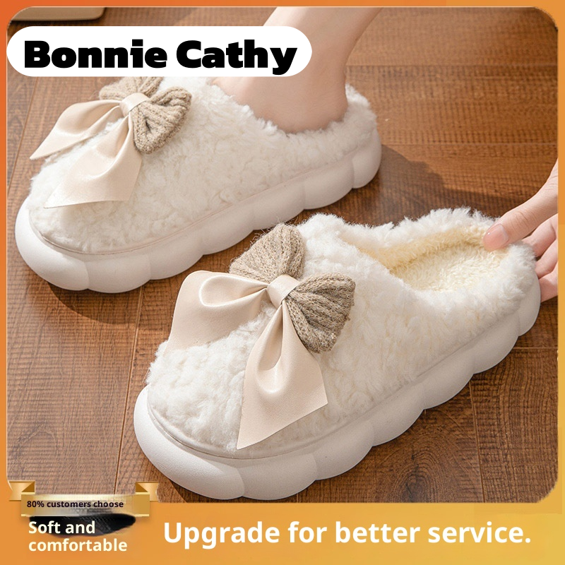 Bonnie Cathy Cozy Plush Slippers for Couples Winter Warm Indoor Anti-Slip Comfortable Home Shoes ราคา 129 บาท*ส่งฟรี