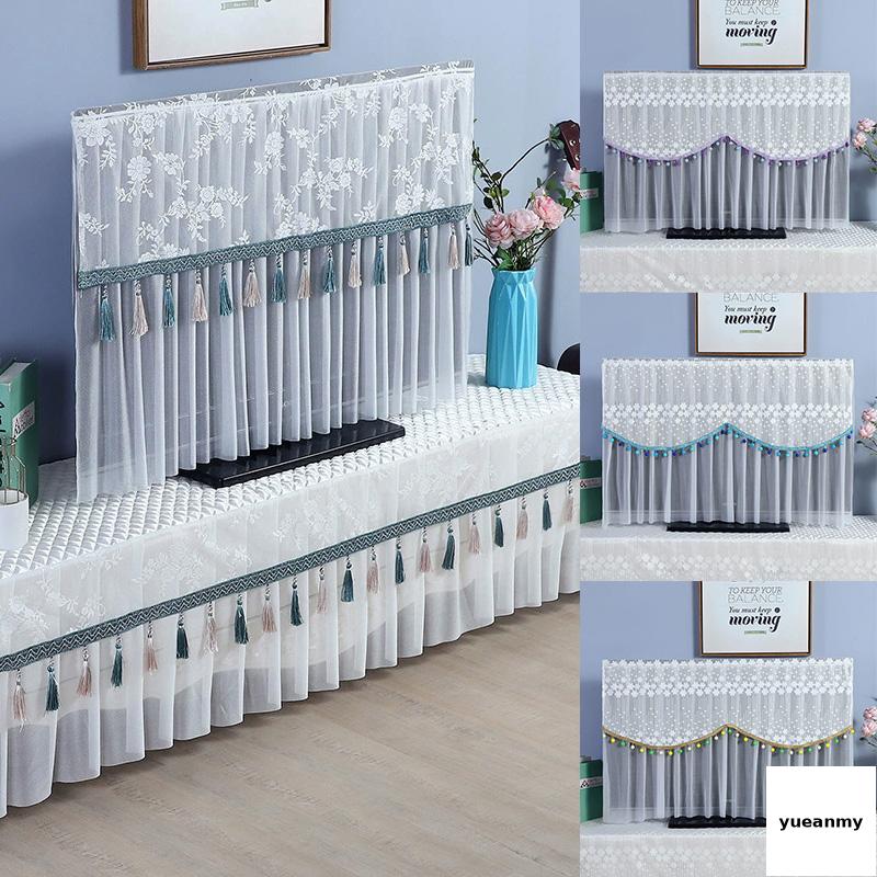 1 tấm phủ thêu ren 32/42inch trang trí TV viền tua rua trang trí nhà cửa Tấm phủ TV chống Bụi không cần tháo bỏ vải ren phòng khách