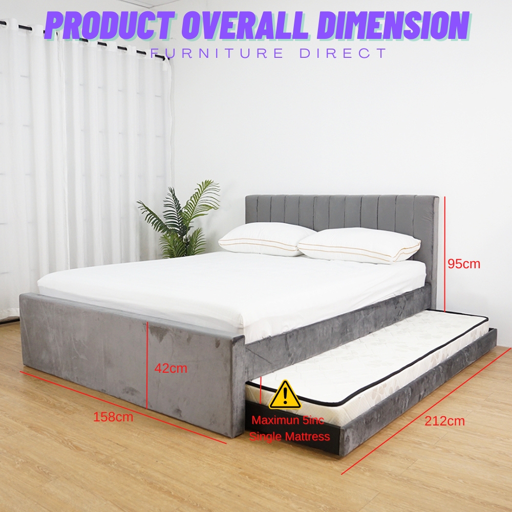 LOFT Living Pull out bed LEWIS queen size fabric pull out bed frame katil queen with pull out Lazada