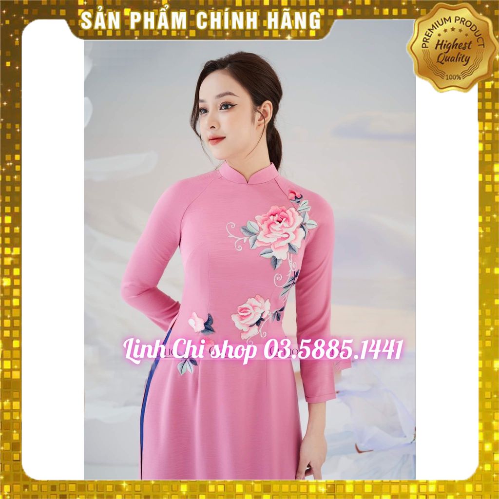 Siêu rẻ áo dài thêu cao cấp 2023 hồng tây thi