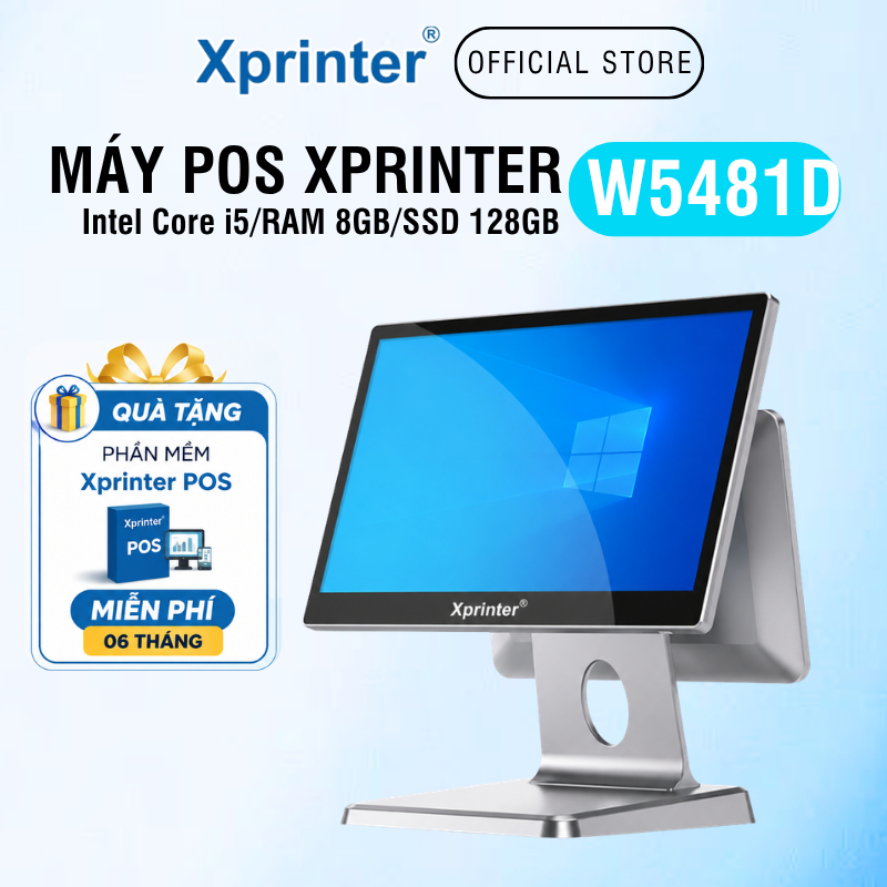 Máy POS Cảm Ứng Windows Xprinter W5481D 2 Màn Hình - Hỗ Trợ Quản Lý Bán Hàng Cho Cửa Hàng & Siêu Thị