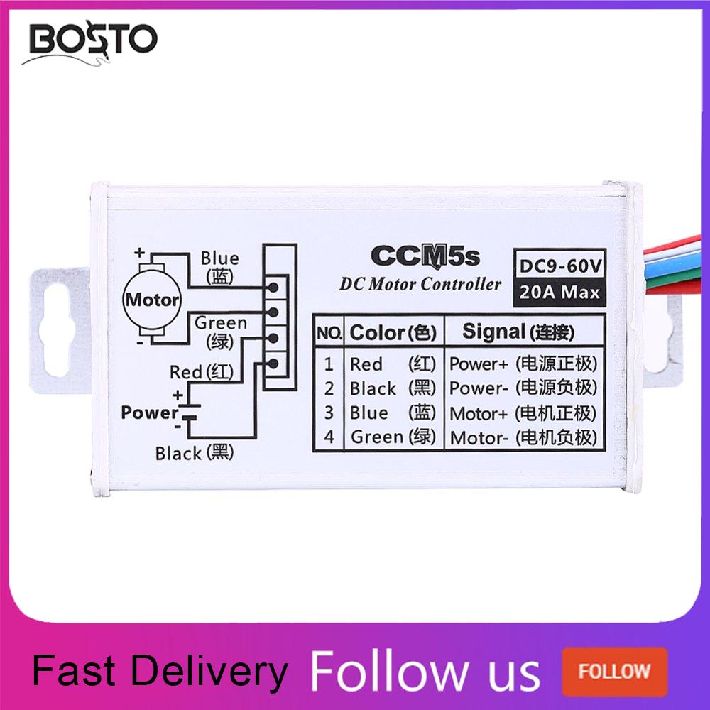 BOSTO Động Cơ Điều Chỉnh Trình Điều Khiển 9-60V 20A DC Bộ Điều Khiển Tốc Độ Động Cơ Hợp Kim Nhôm Di Động 0-1200W Cho Thiết Bị Tự Động Hóa