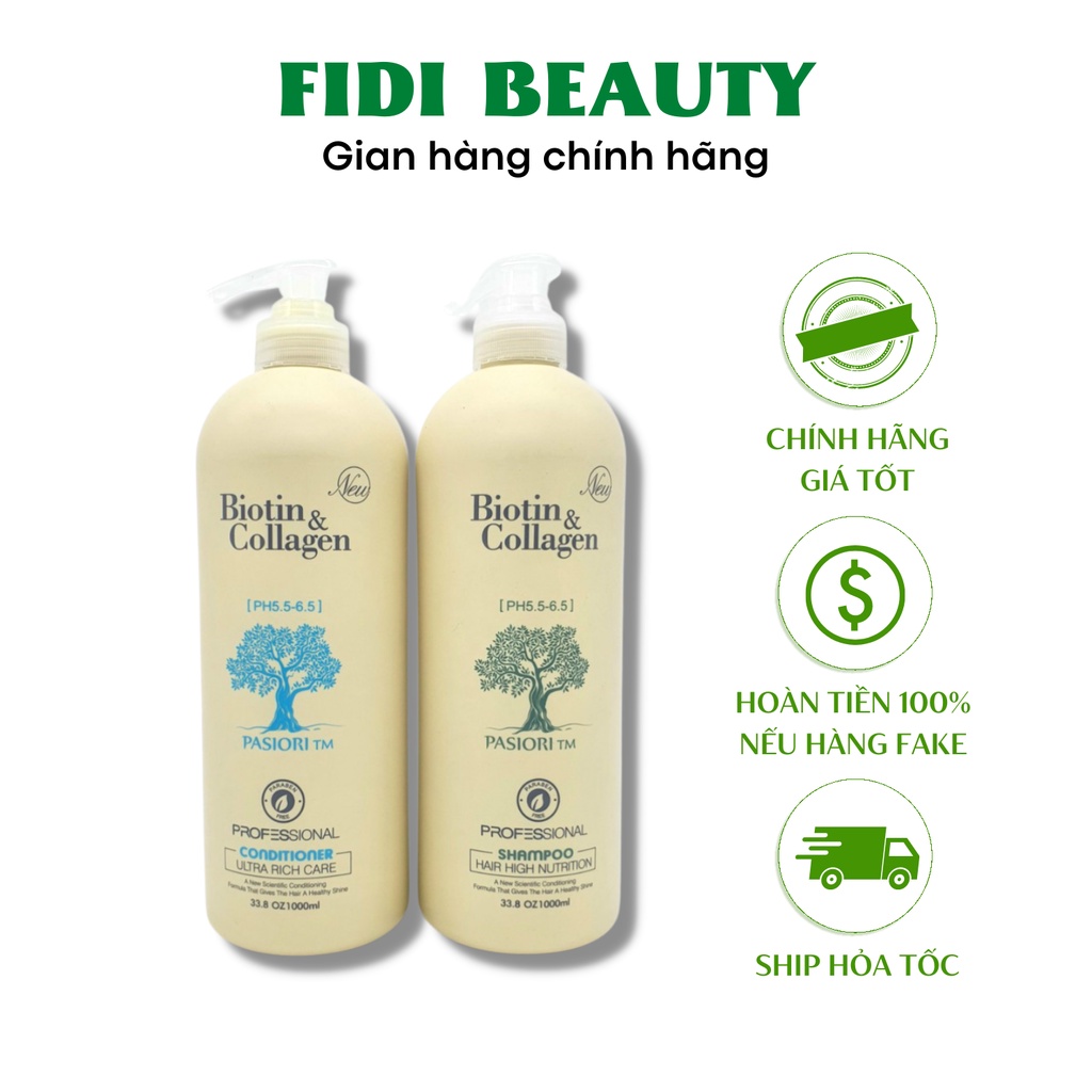 Cặp dầu gội xả Biotin Collagen Trắng 500ml , dầu gội, dầu xả ngăn rụng tóc, dưỡng tóc, kích thích mọc tóc - Fidi Beauty