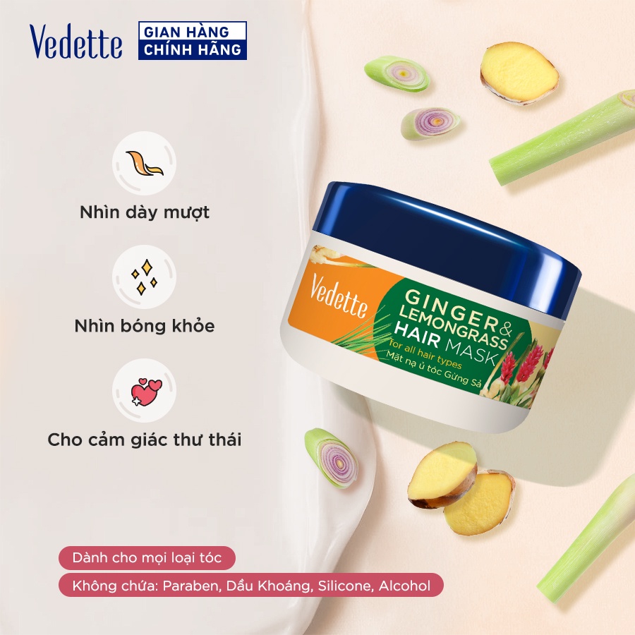 Mặt nạ ủ tóc vedette gừng sả 145ml mnut-gs-hh0145