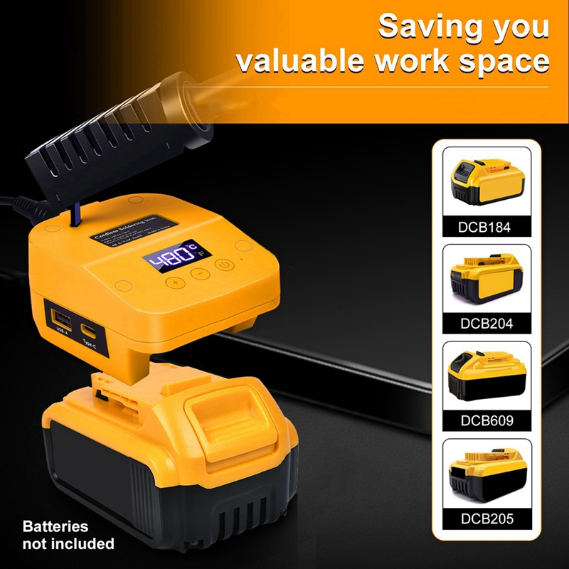 【GoS】-Cordless Soldering Station for 20V Battery Portable Digital Display Soldering Iron Station with USB&Type-C Port