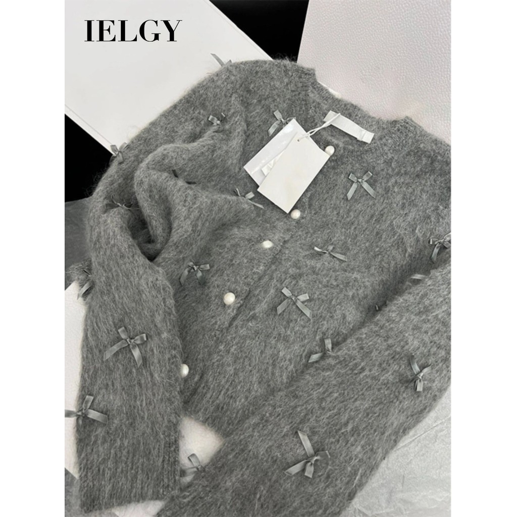 Áo cardigan dệt kim nơ nữ ielgy
