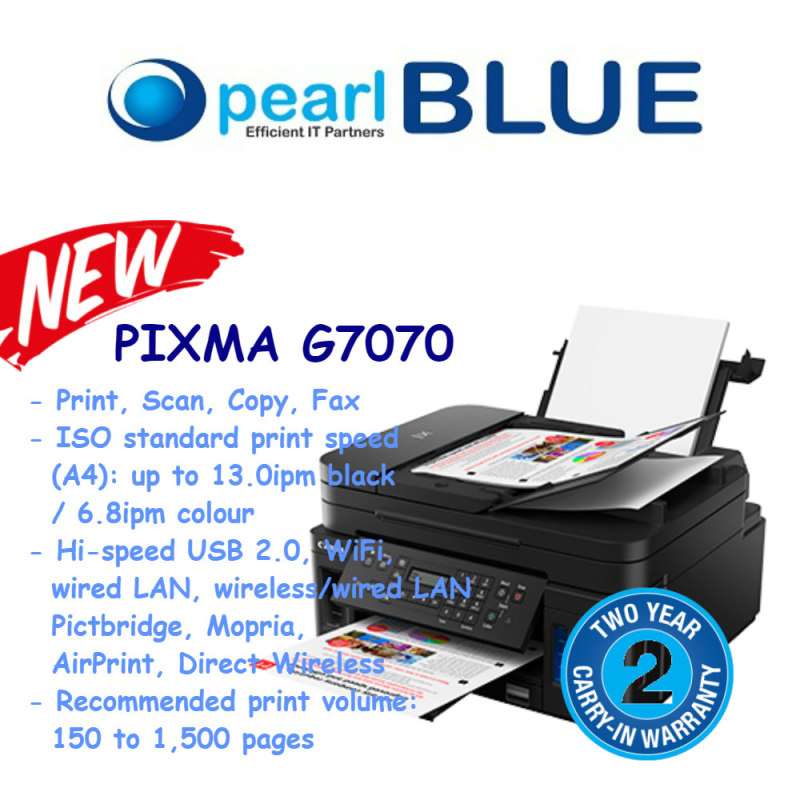 Canon PIXMA G7070 Refillable Ink Tank Wireless All-In-One with Fax for High Volume Printing Singapore
