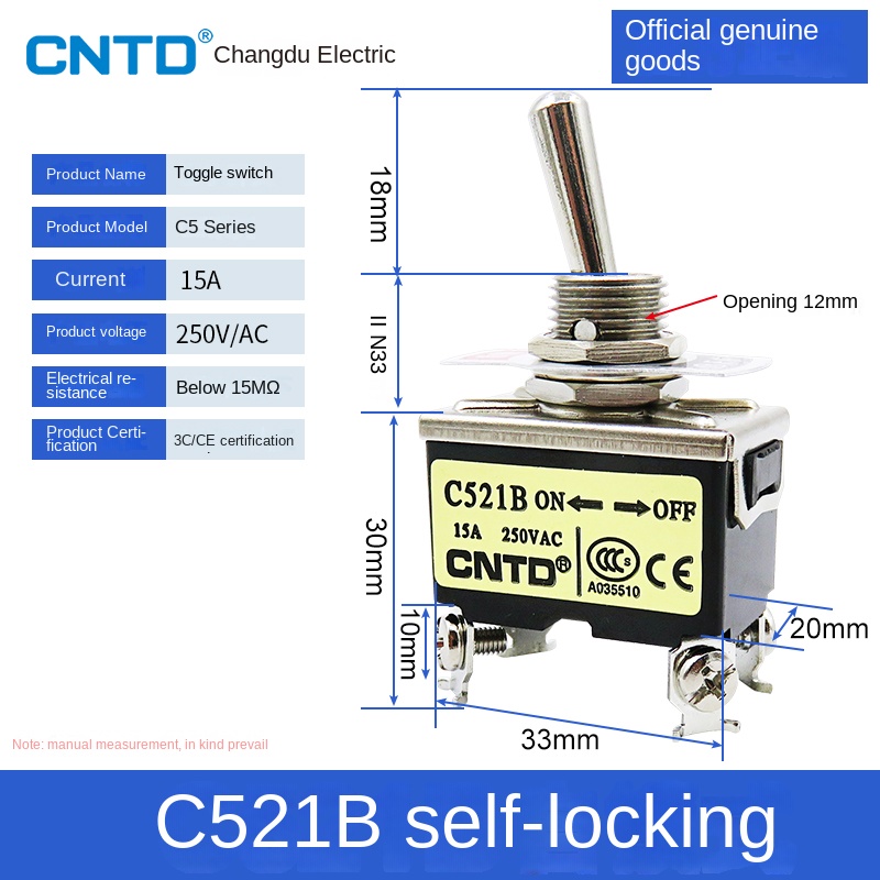 Công Tắc gạt C521b CNTD | C511B/C512B/C513B/C521B/C522B/C523B - Tự Khóa/Phục Hồi, 2-6 Chân, Có Nắp Bảo Vệ C5 Tự Động Hóa