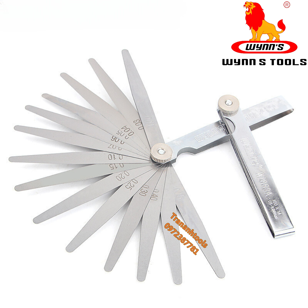 Bộ thước lá đo khe hở, thước lá inox 17 lá 0.02-1.00mm wynn's tools chiều dài 10cm và 15cm