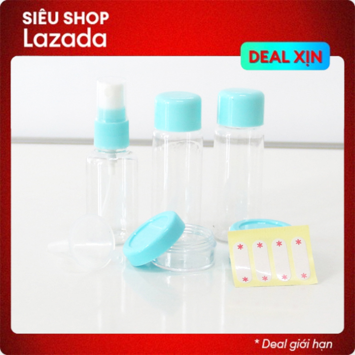 Bộ chiết mỹ phẩm nhựa kèm dụng chiết và túi đựng dễ thương, gọn gàng tránh chảy mỹ phẩm ra ngoài. Dùng khi đi du lịch, công tác