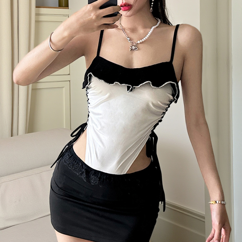 BRANCHÉ Playsuits สำหรับผู้หญิงฤดูร้อนเซ็กซี่คมชัดสี Shirring สะบัดแขนกุดรักคอลูกไม้ขึ้น High Street Playsuits B250327 ราคา 110 บาท*ส่งฟรี