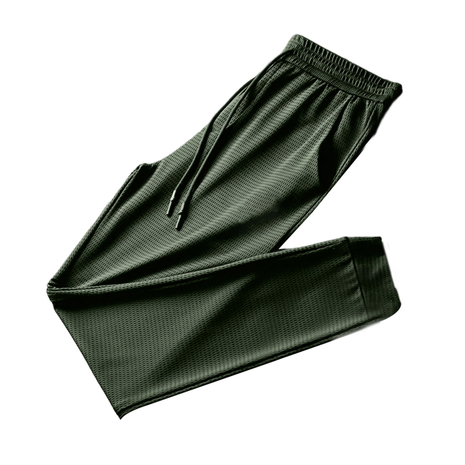UHH Men Pants Ice Silk Mesh Feather Print Drawstring Summer Quick Dry Pockets Sports Pants for Daily Wear Sports Pants Solid - 4