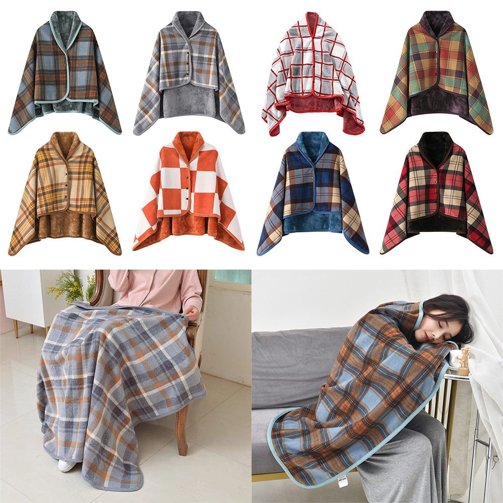 CONVENE MAXIMIZE64ZE3 Vải flannel Khăn choàng đeo được Giữ ấm Mùa đông Chăn văn phòng thoải mái và tiện lợi  Thường ngày Chăn khăn choàng đa chức năng dành cho phụ nữ và sử dụng văn phòng