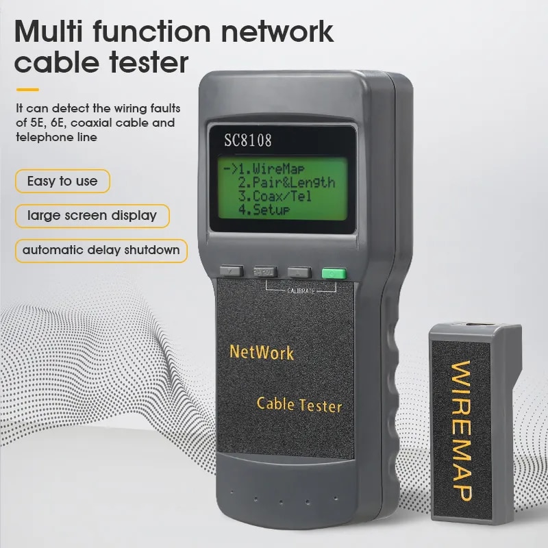 SC8108 Mạng di động Meter & LAN Cáp điện thoại Tester & Meter với màn hình LCD RJ45 miễn phí vận chuyển cpd