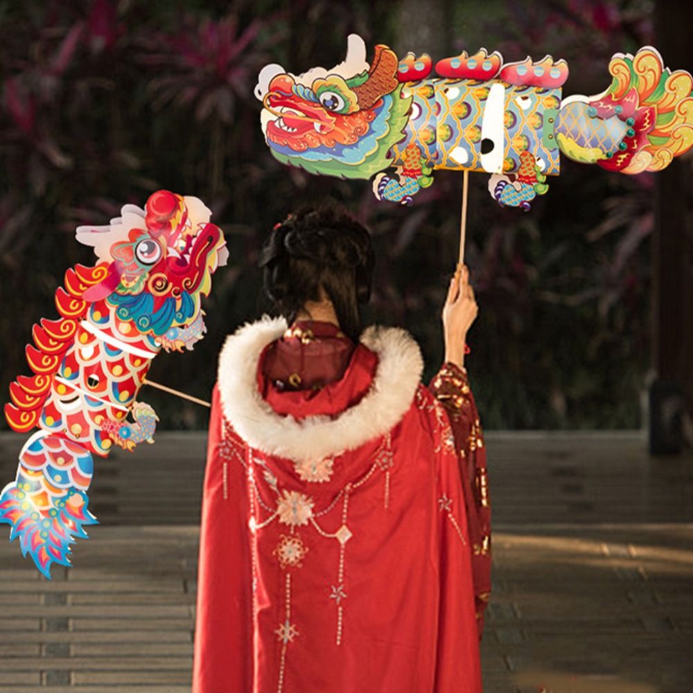 Lồng đèn trung thu long den trung thu cho bé lồng den trung thu HEHJBY Phát sáng Đèn lồng trung thu tự làm Di sản văn hóa phi vật thể Cầm tay Đèn lồng cá chép Sáng Tạo Phong cách Trung Quốc Đèn lồng múa rồng Lễ hội trung thu