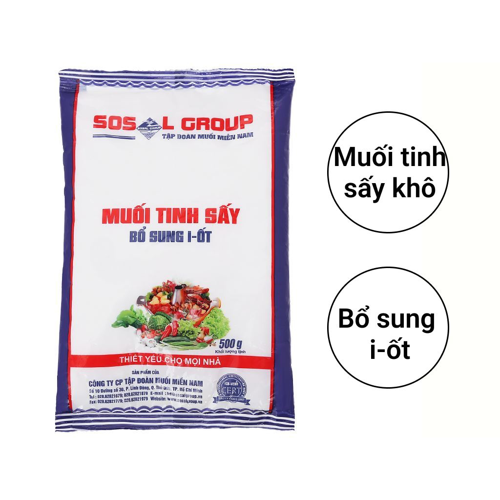 Muối tinh sấy bổ sung I-ốt gói 500g