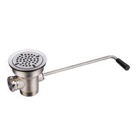 3-1/2inch Commercial Sink Drain with Twist Lever Handle Waste Drain Valve with Overflow Inlet for 2/3 Compartment Sink