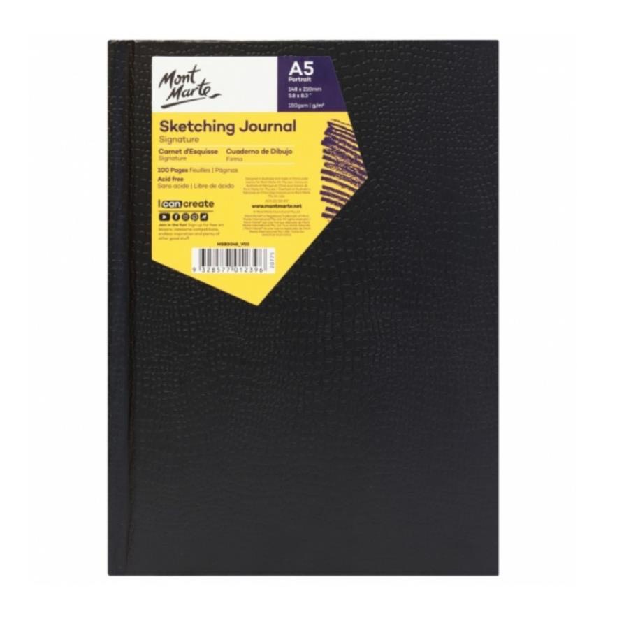 Sổ sketch Mont Marte bìa da - Sổ vẽ ký họa phác thảo A3/A4/A5 (100 trang)
