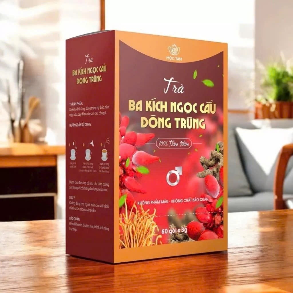 Trà Thảo Mộc Nam giới Ba Kích Ngọc Cẩu Đông Trùng Chính Hãng Cao Cấp Hộp 30 Gói túi lọc