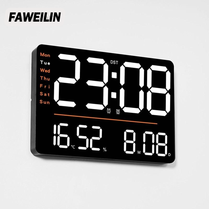 FAWEILIN นาฬิกาดิจิตอลติดผนัง garende พร้อมการตกแต่งหน้าจอขนาดใหญ่และการควบคุมอุณหภูมิพร้อมตัวจับเวลา ราคา 718 บาท*ส่งฟรี