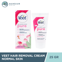 Veet Normal Hair Remover Pure Cream - 25gr (Krim Penghilang Bulu Dalam 5 Menit Untuk Hasil Kulit Glowing Tahan Lama & Tidak Sakit)