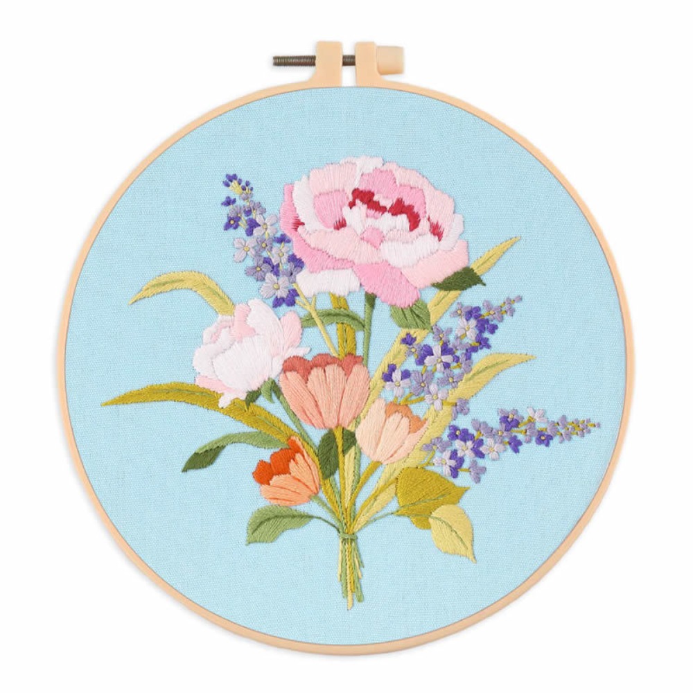 DIY Flower Embroidery Kit Colorful Floral Patterns Cross Stitch Set Sewing Supplies Handmade Embroidery Set Beginner