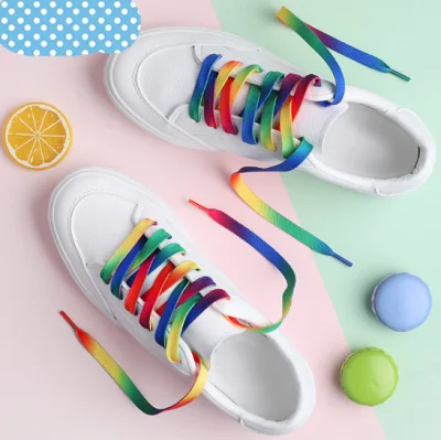 AL low price1piece Rainbow Multi-Colors shoelace Flat Sports Shoe Laces Strings Strap for Sneakers Unisex rainbow shoelace 110cm