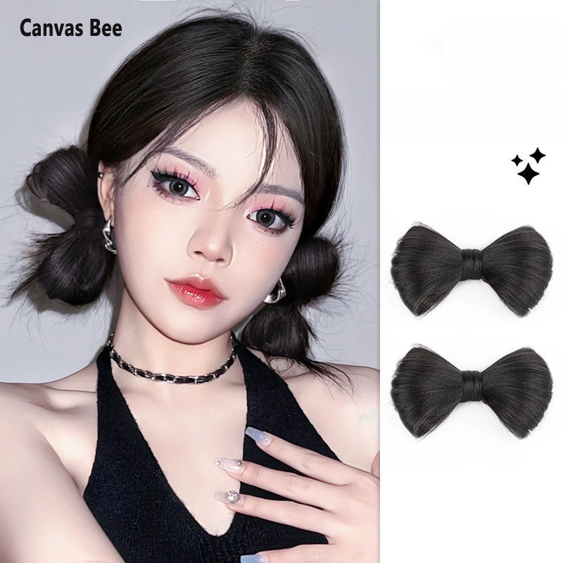 【Freeshipmax-canvas bee】 Băng Đô Tóc giả nữ, nơ lông dễ thương, dụng cụ chải lông đầu bi, búi Hanfu, tóc giả phong cách cổ xưa