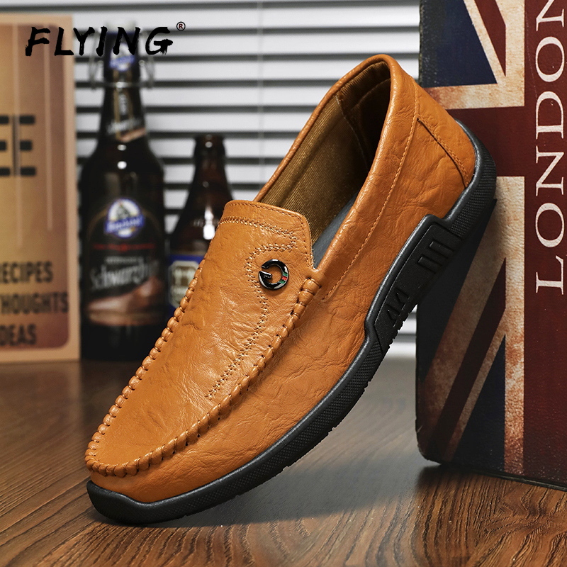 Thời trang mới bay thoáng khí 1 Slip-on Giày mọi lười biếng nam đơn giản phong cách Anh Quốc giản dị Giày da hàng ngày thoải mái chống trượt chống sốc đế mềm ngoài trời lái xe Giày bệt