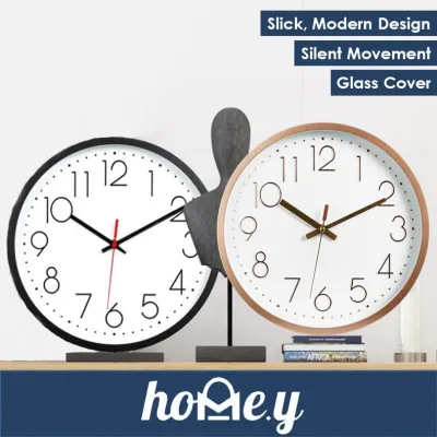 Nordic Wall Clock with Glass Cover for Living Rooms and Bedrooms Silent Sweeping Hands