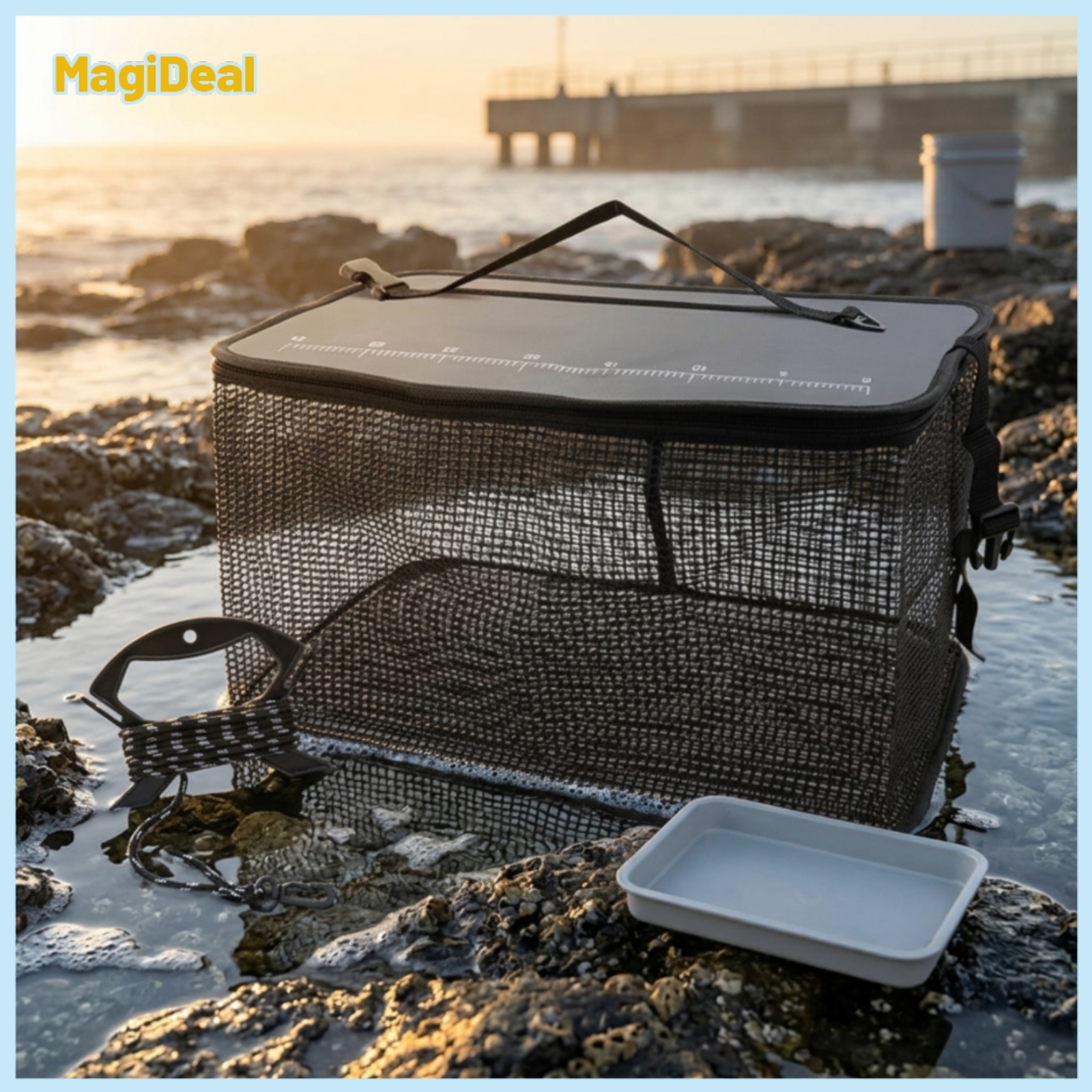 MagiDeal Zippered Floating Keep Net with Zipper Lightweight Catch Keep Net with Strap Portable Collapsible for Anglers ราคา 12,949 บาท*ส่งฟรี