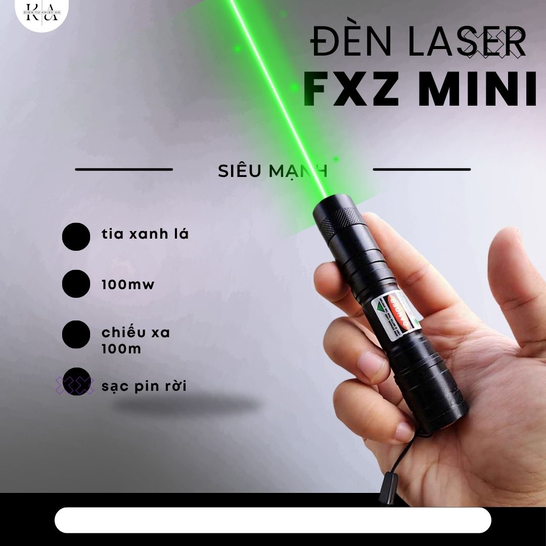 Đèn Laser FXZ Mini Tia Xanh Lá Pin Sạc Dài 11cm