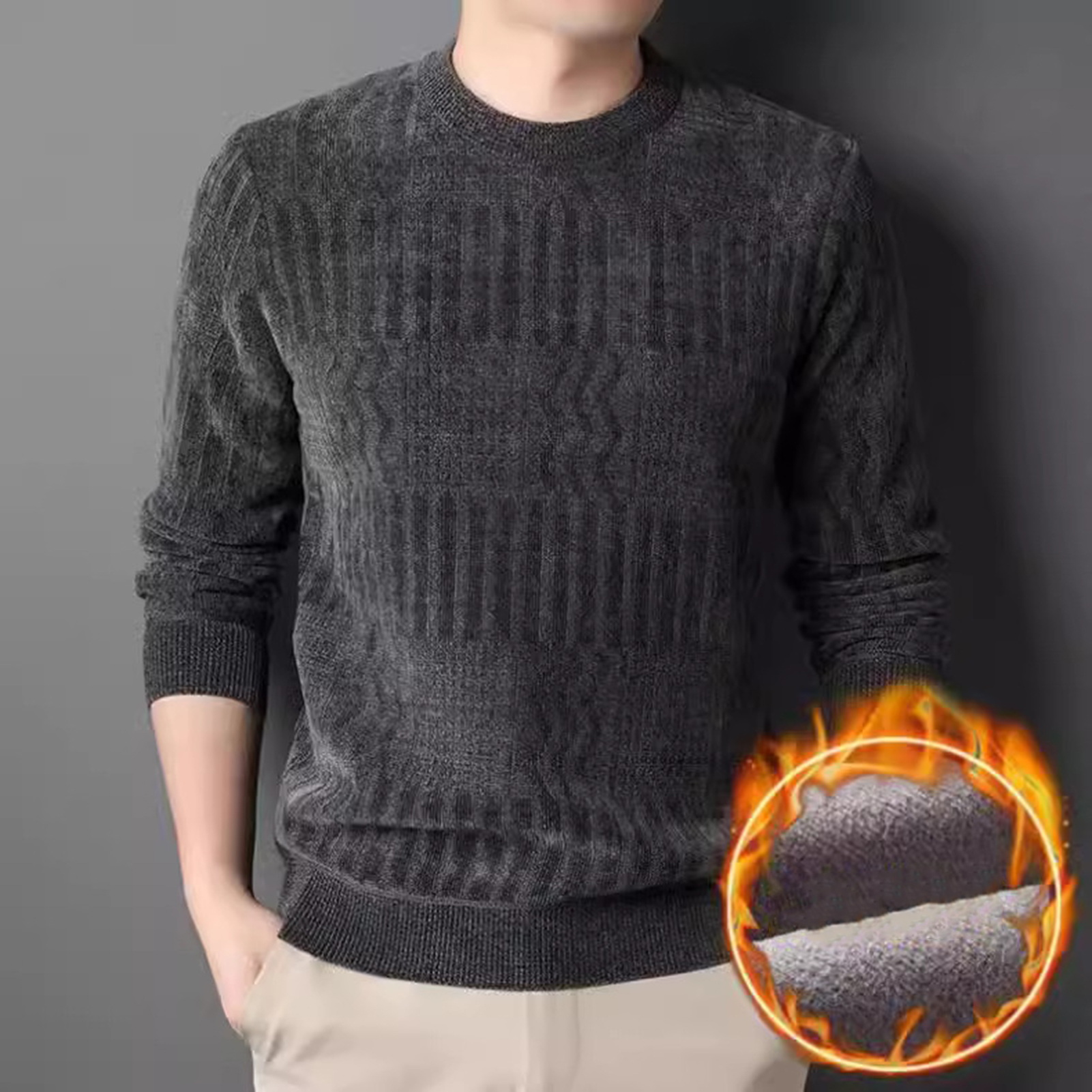 Herren Strickpullover Warm Und Gemütlich Unifarben Für Männer_voghion.com