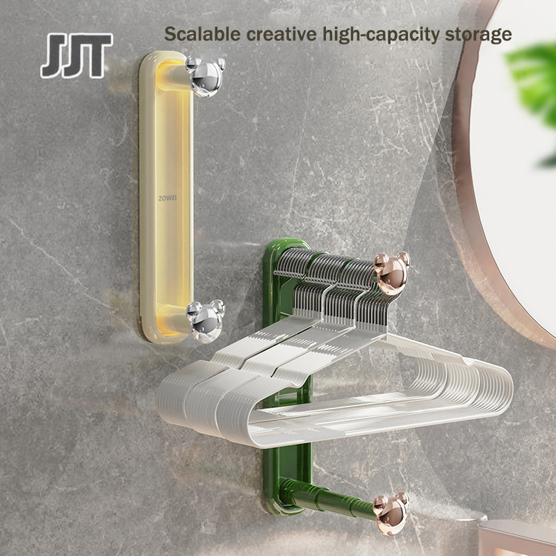 Multifunctional clothes rack storage rack Punch-free shelf Balcony finishing hanger Hanger finishing rack Bathroom wall-mounted Clothes storage rack ราคา 84 บาท*ส่งฟรี