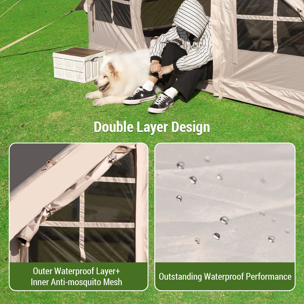 TOMSHOO Łatwa konfiguracja namiotu i 8 okien Nadmuchiwane drzwi namiotowe i 8 oczek Pompa okien 4-8 osób Wodoodporna na zewnątrz X 200 X 4-8 osób Osoba wysadzana z oknami z siatki Namiot kabinowy Namiot pneumatyczny wodoodporny