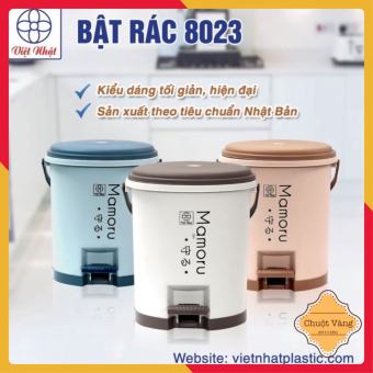 Thùng rác nhựa nắp tròn đạp chân cao cấp 5L, 10L Mamoru