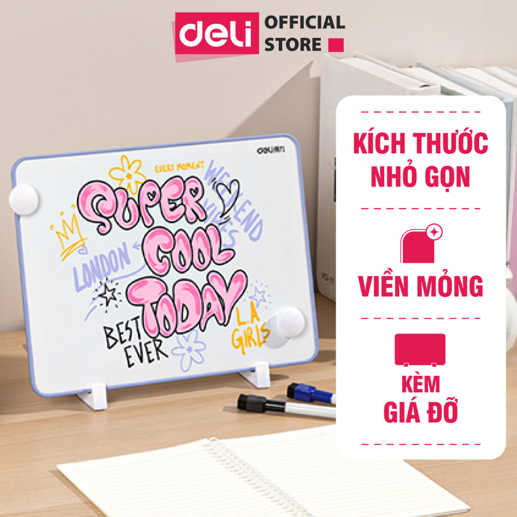 Bảng Từ Trắng DELI Cỡ Nhỏ Dùng Cho Ghi Chú, Bảng Mica Từ Tính, Bảng Fooc Trắng, Bảng Viết Bút Lông