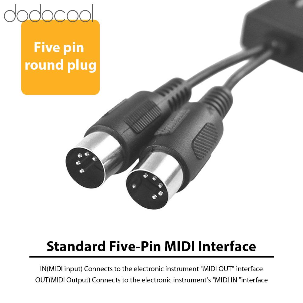 Dodocool Bộ chuyển đổi MIDI 5 chân WOTAO Bộ chuyển đổi MIDI sang 5.0 MIDI IN MIDI OUT Thiết bị MIDI chống nhiễu cho đàn piano kỹ thuật số Đàn piano điện tử Bàn phím MIDI màu đen