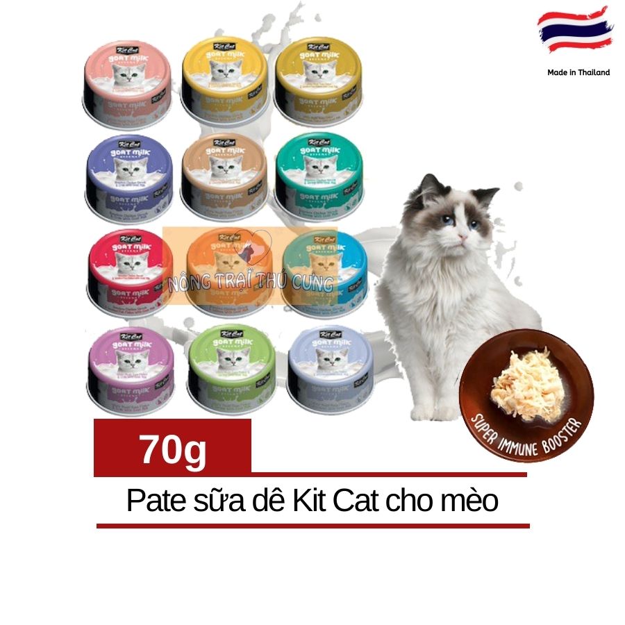 Pate Kit Cat Sữa Dê Goat Milk Cho Mèo Mọi Lứa Tuổi Lon 70gr - Bổ Sung