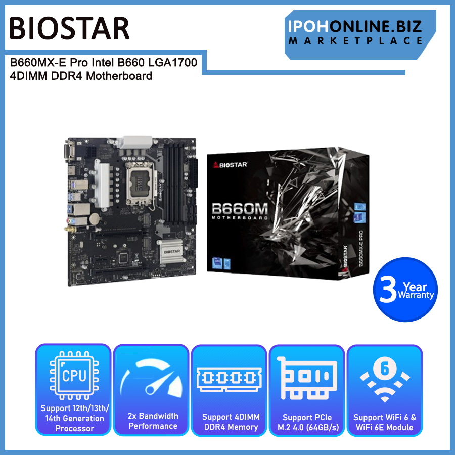 Biostar Motherboard Lga 1700 Intel B660Mx-E Matx For Pc Building | Lazada  Malaysia