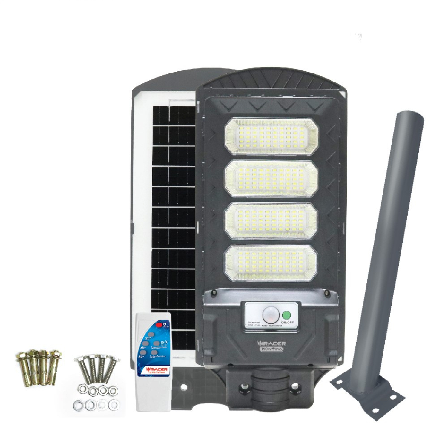 Global House RACER โคมไฟถนนโซลาร์เซลล์ LED 160W 6500K รุ่น MULTI BRIGHT แสงเดย์ไลท์ รับประกันของเเท้! ราคา 1,681 บาท*ส่งฟรี