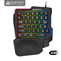 Quinton GK8 Keyboard usb Wired Gaming with LED Backlight One-handed Membrane Keyboard for LOL/PUBG/CF