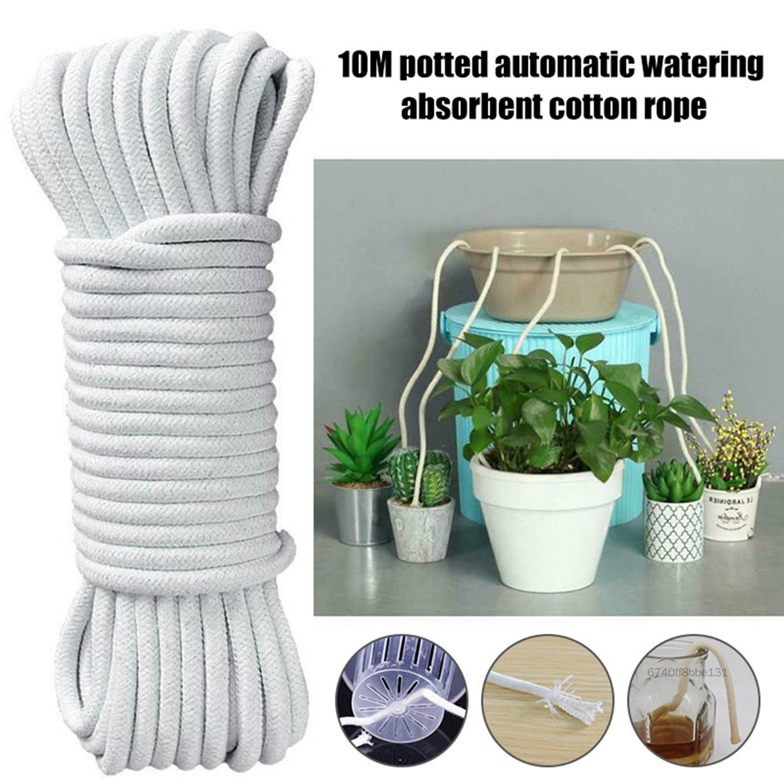 Dây bấc tự tưới 10M Dây bông cho chậu cây trong nhà Tự tưới Tưới nước tự động cho cây trồng trong chậu Dây bông thấm nước GClub-VN