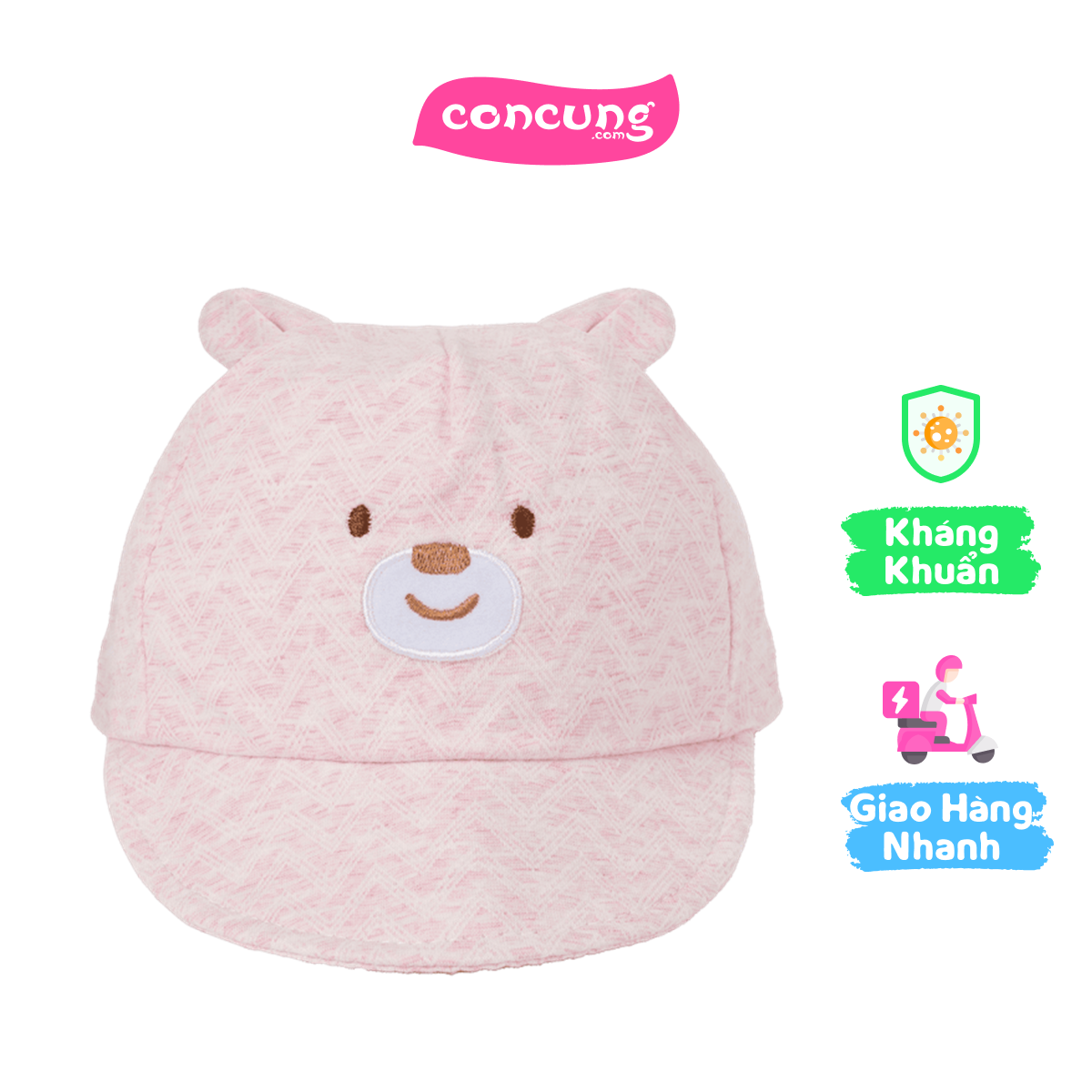 Nón em bé gái 0-12M lưỡi trai Animo A2501_JK020 (46cm,Hồng)