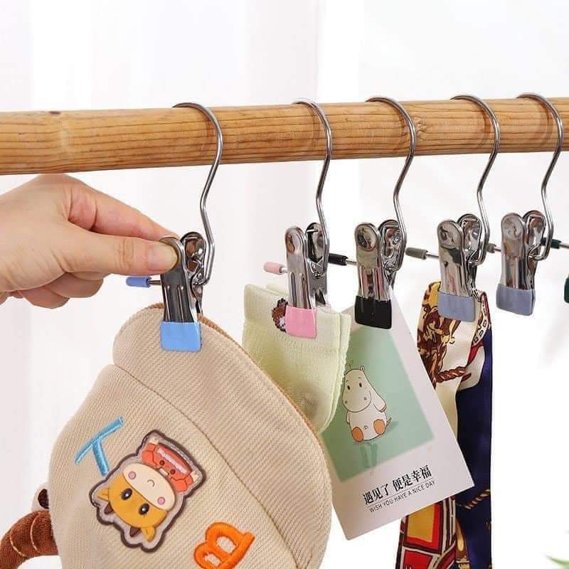 Móc kẹp phơi đồ inox kẹp tất vớ kẹp quần lót siêu tiện lợi 1 móc kèm 1 kẹp
