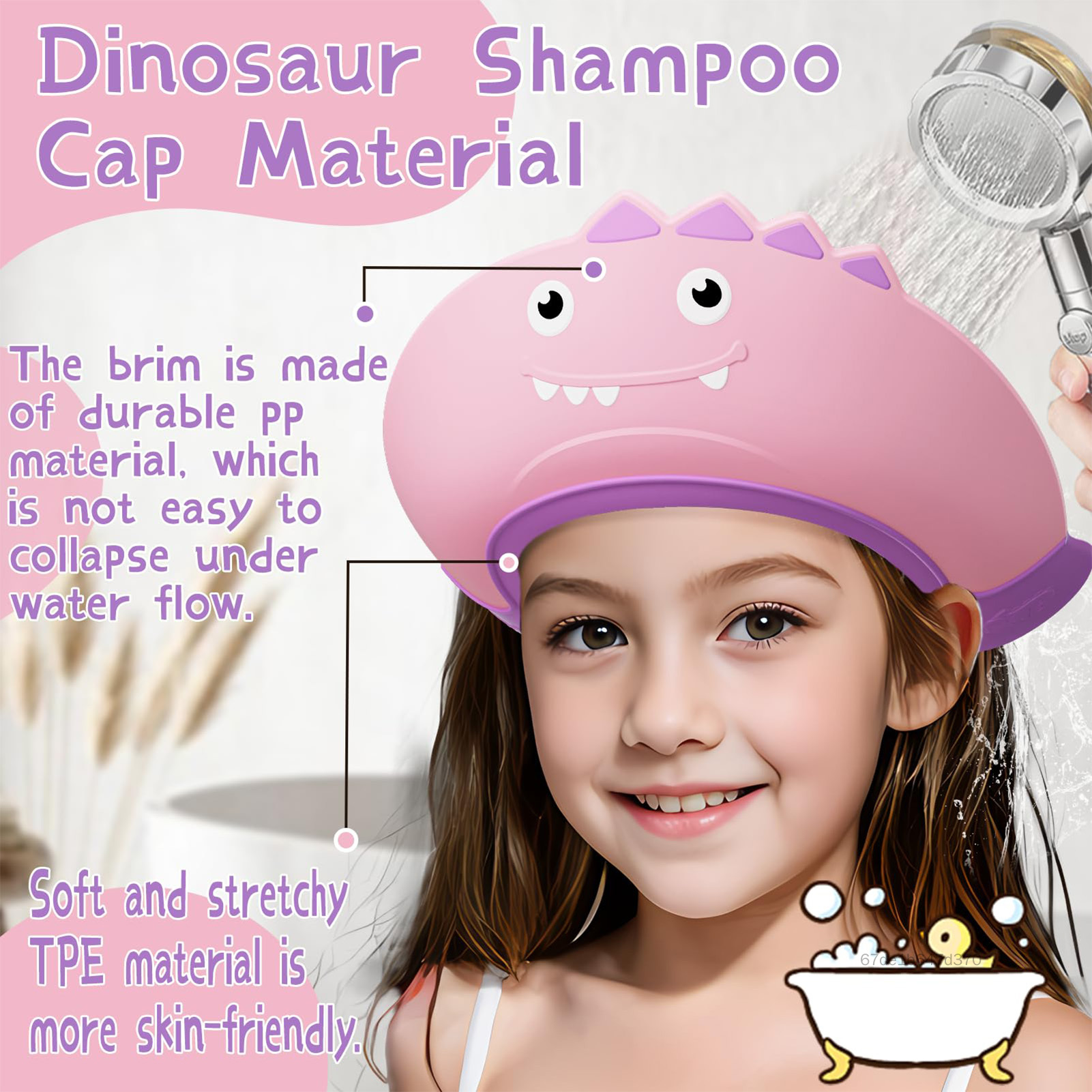 Em bé Shower Cap Shield Dễ thương Hoạt hình Thiết kế Shower Cap Điều chỉnh Mũ che mặt Thích hợp cho bạn bè Trẻ em Người thân Trẻ em Quà tặng TF-Mel-VN