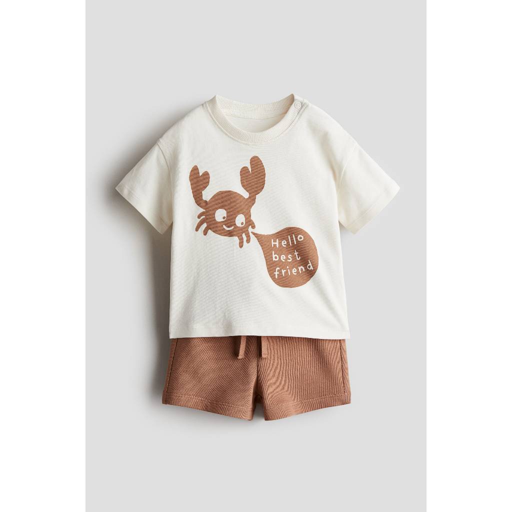 Set áo cộc tay quần đùi cho bé trai 2-3Y HM auth bộ đồ áo phông ngắn tay quần short mùa hè cho trẻ e