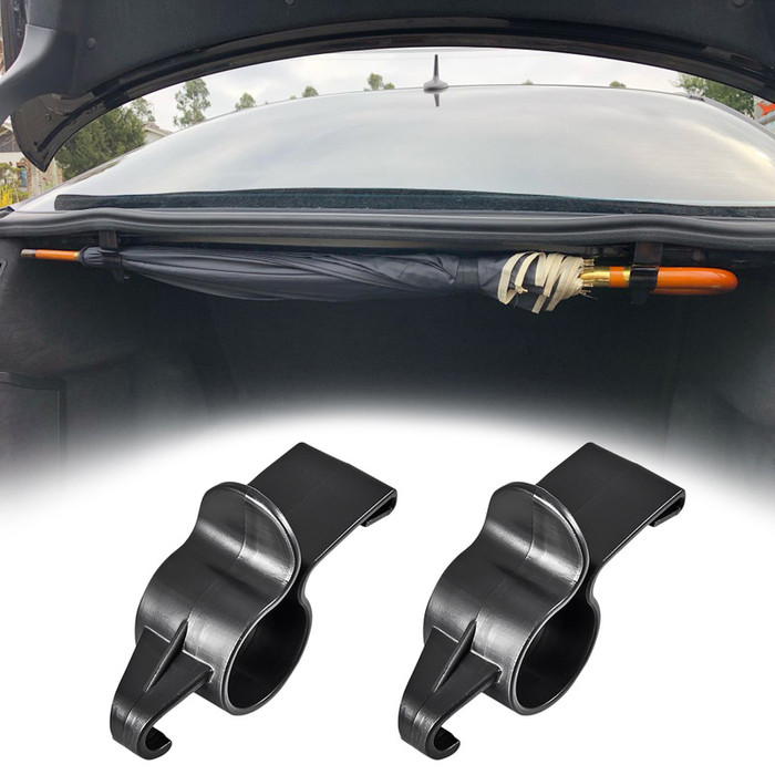 Isi 2 pcs set Hook Bracket Breket Jepit Pengait Klip Gantungan Barang Payung Rumah Bagasi Belakang Mobil Sedan Crossover MiniVan Sports Car EV Mount Umbrella Trunk Car Trunk Umbrella Holder Organizer Clip Harga 21,954 rupiah*Gratis Ongkir