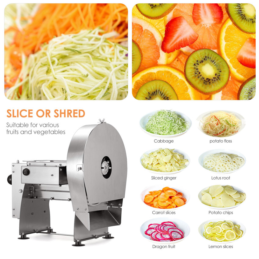 Electric Manual Vegetable Slicer Commercial Fruit Shredder Adjustable Thickness 0-0.39’’(0-10mm) Stainless Steel Blade for Slicing Onion Ginger Lemon Cabbage ราคา 6,163 บาท*ส่งฟรี