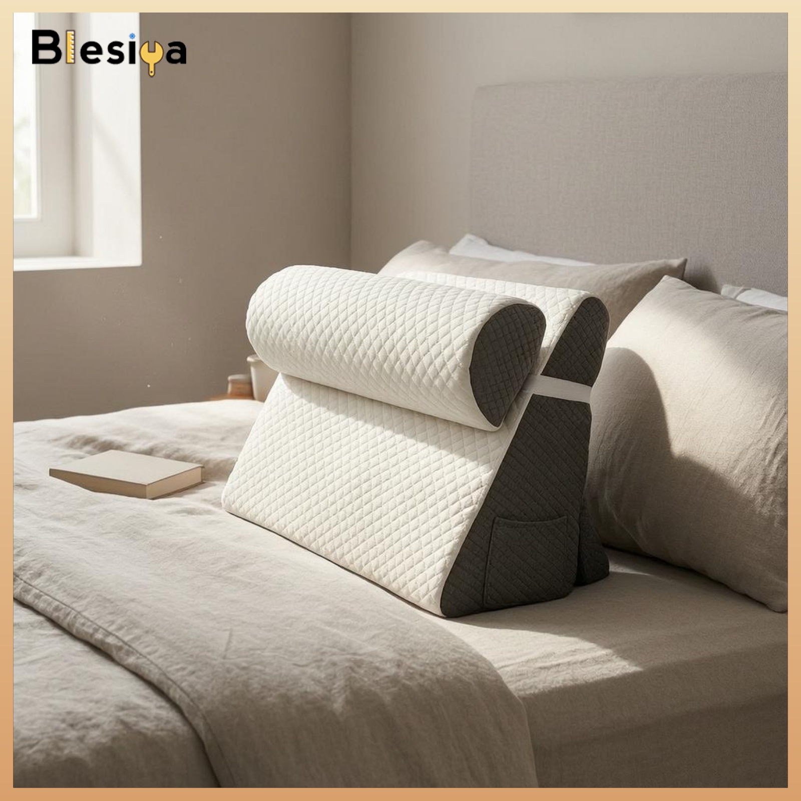 อุปกรณ์กีฬาและกิจกรรมกลางแจ้ง Blesiya Quilted Wedge พนักพิงเบาะ Spliced Design Headrest เบาะ Breathable สิ่งทอเฟอร์นิเจอร์อุปกรณ์เสริมทำความสะอาดง่าย